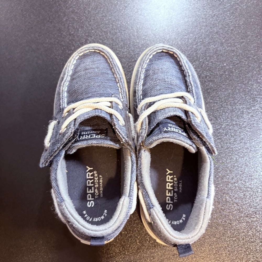 Sperry Kids Blue Sneakers textile slip on size 11 unisex boat shoe preppy - Picture 2 of 5